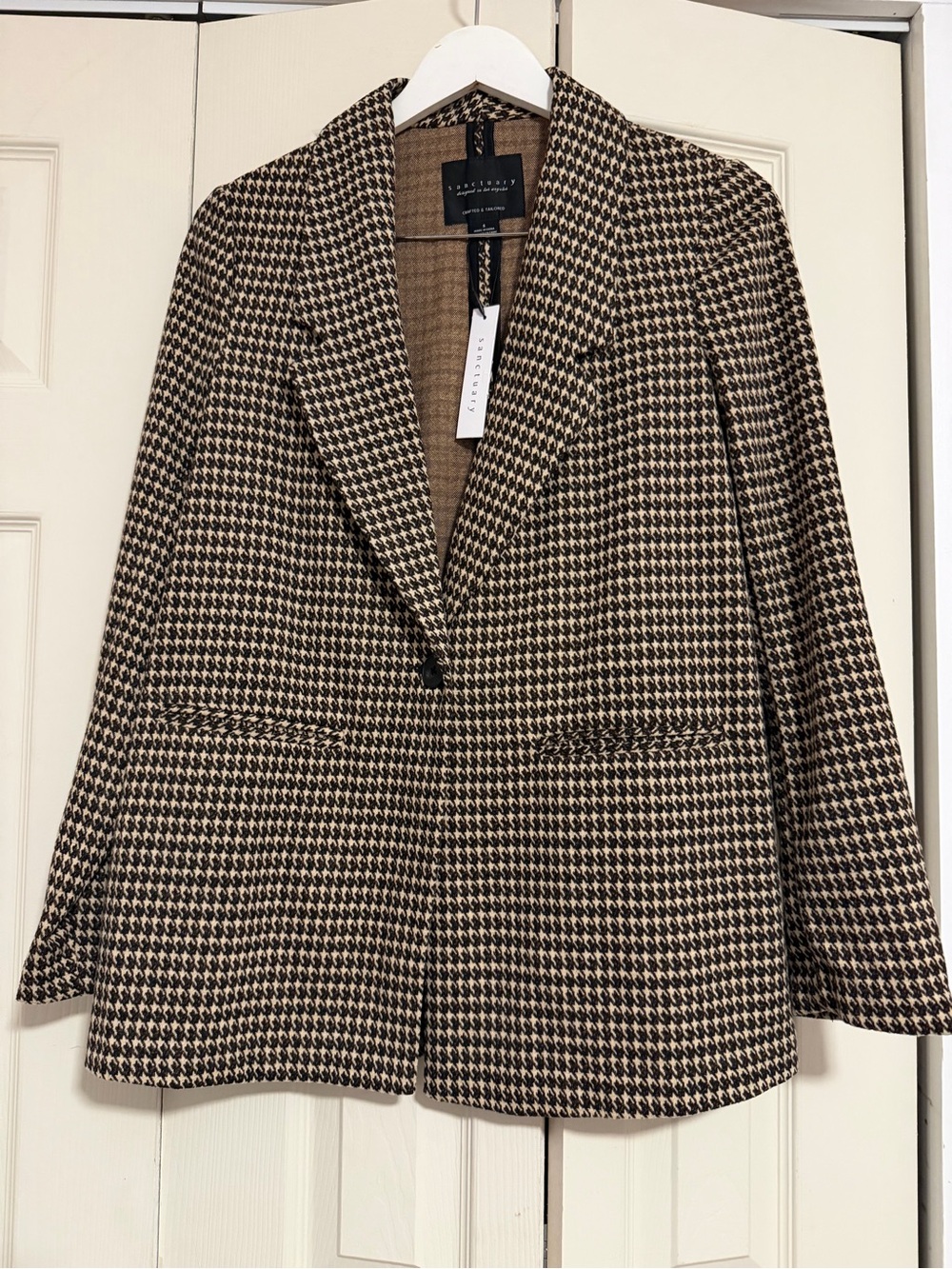 Sanctuary Houndstooth Blazer in Brown & Black